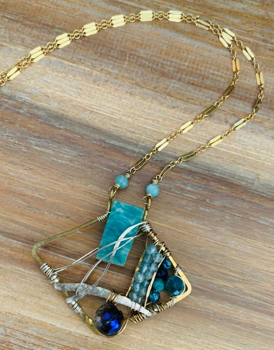 Amazonite + Apatite One of a Kind Necklace