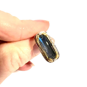 Anatoli Lapis Lazuli 18k Gold + Silver Doublet Ring - Saratoga Botanicals, LLC