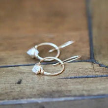 Load image into Gallery viewer, Herkimer Diamond Hoop Earrings - 14k Gold Fill - Saratoga Botanicals, LLC
