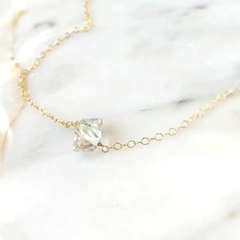 Quartz Crystal Diamond Necklace (Gold Filled or Sterling Silver)