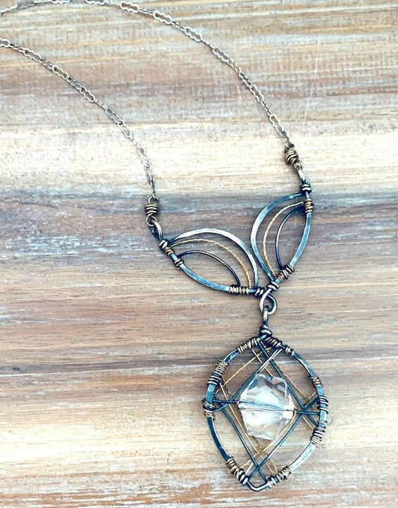 Quartz Crystal Stunning Wire Wrapped Necklace