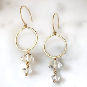 Quartz Dangle Diamond Earrings - Saratoga Botanicals, LLC