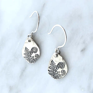 Sterling Silver Fern Dangle Earrings - Saratoga Botanicals, LLC